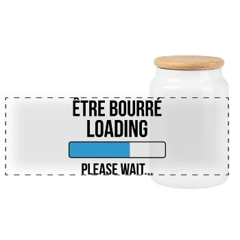 être bourré loading... please wait - Boîte à biscuits avec couvercle en bois - blanc - Devant