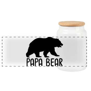 Papa Bear - Panorama Keksdose mit Holzdeckel - Weiß - Vorne