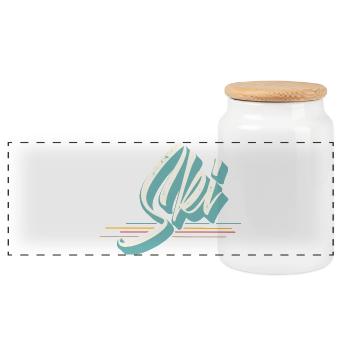 Ski - Panoramic Cookie Jar with Wooden Lid - white - Front