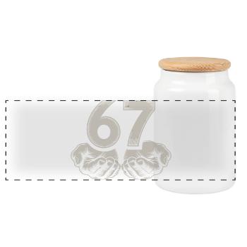 Funny 67 Meme Hands Gen Alpha Humor - Panoramic Cookie Jar with Wooden Lid - white - Front