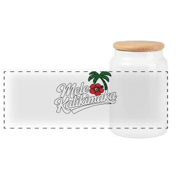 Mele Kalikimaka Hawaii Weihnachten - Panorama Keksdose mit Holzdeckel - Weiß - Vorne
