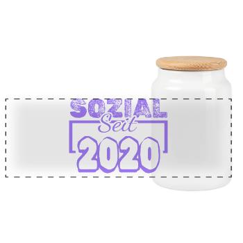 2020 - Boîte à biscuits avec couvercle en bois - blanc - Devant