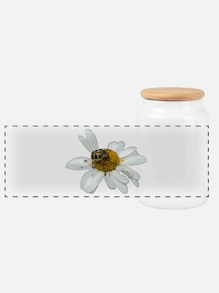 Bee chafer - Panoramic Cookie Jar with Wooden Lid - white