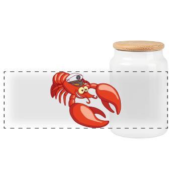 Captain Lobster - Panorama Keksdose mit Holzdeckel - Weiß - Vorne