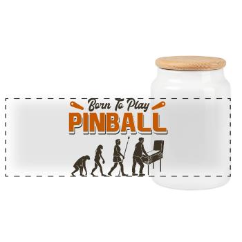 Evolution of Pinball - Funny Arcade Gamer Design - Panoramic Cookie Jar with Wooden Lid - white - Front