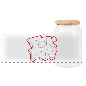 FCK PTN Anti Putin Statement - Panoramic Cookie Jar with Wooden Lid - white - Front