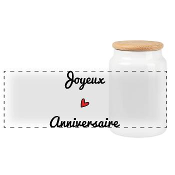 HAPPY BIRTHDAY. HAPPY BIRTHDAY. HEART. I LOVE - Panoramic Cookie Jar with Wooden Lid - white - Front