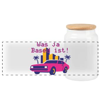 Neon Retro Cabrio Miami Stil (Was ja Based ist!) - Boîte à biscuits avec couvercle en bois - blanc - Devant