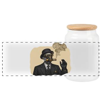 SHERIF SMOKING - steam punk'n'roll - Boîte à biscuits avec couvercle en bois - blanc - Devant