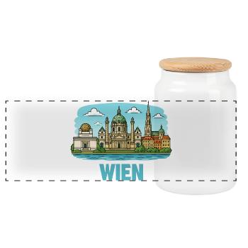 Panorama de Vienne : Silhouette historique - Boîte à biscuits avec couvercle en bois - blanc - Devant