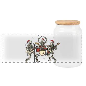 Ruban squelette de Noël Squelettes de Noël drôles - Boîte à biscuits avec couvercle en bois - blanc - Devant