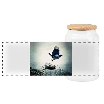 Le Vol du Corbeau - Boîte à biscuits avec couvercle en bois - blanc - Devant