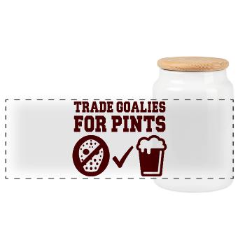 Trade Goalies for Pints Eishockey Humor - Panorama Keksdose mit Holzdeckel - Weiß - Vorne