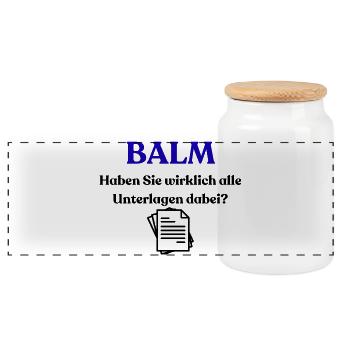 BALM Federal Office for Logistics and Mobility - Panoramic Cookie Jar with Wooden Lid - white - Front