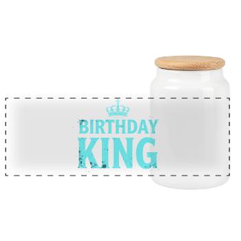 Birthday King Krone Herren Geburtstag Outfit - Panorama Keksdose mit Holzdeckel - Weiß - Vorne