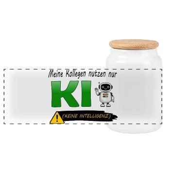 Les collègues n’utilisent que l’IA (sans intelligence) - Boîte à biscuits avec couvercle en bois - blanc - Devant