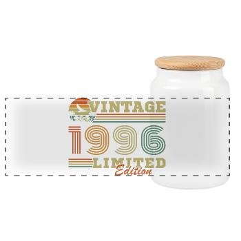 1996 Vintage Rétro Cadeau D'anniversaire - Boîte à biscuits avec couvercle en bois - blanc - Devant