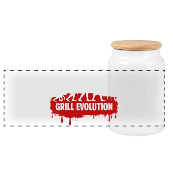 Grill Evolution Funny Grill Master Saying - Panoramic Cookie Jar with Wooden Lid - white - Front