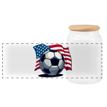 World Cup USA Soccer Soccer America Flag - Panoramic Cookie Jar with Wooden Lid - white - Front