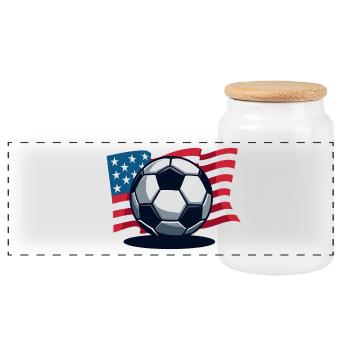 WM USA Fussball Fußballer Amerika Flagge - Panorama Keksdose mit Holzdeckel - Weiß - Vorne