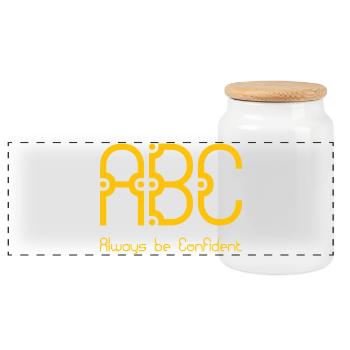 ABC - Toujours être confiant - Boîte à biscuits avec couvercle en bois - blanc - Devant