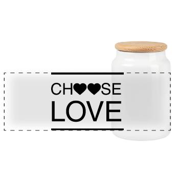 ChooseLove - Panoramic Cookie Jar with Wooden Lid - white - Front