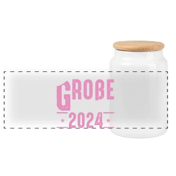 Big Sister 2024 Pink Crown - Panoramic Cookie Jar with Wooden Lid - white - Front