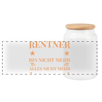 Rentner 2026 Nicht mehr zuständig - Ruhestand - Panorama Keksdose mit Holzdeckel - Weiß - Vorne