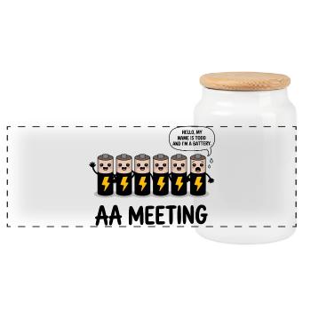 AA Meeting - Funny Anonymous Alcoholics T-Shirt - Panorama Keksdose mit Holzdeckel - Weiß - Vorne