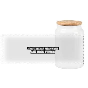 Die Bande trainiert, während ich Alkohol trinke - Panorama Keksdose mit Holzdeckel - Weiß - Vorne