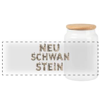 Nouvelles lettres de pierre de Schwanstein - Boîte à biscuits avec couvercle en bois - blanc - Devant
