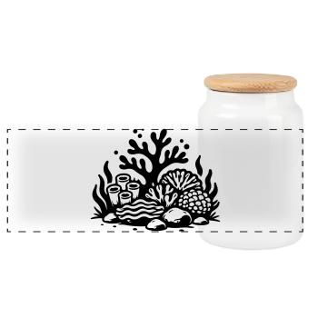 Coral Symbol Coral Reef Ocean - Panoramic Cookie Jar with Wooden Lid - white - Front