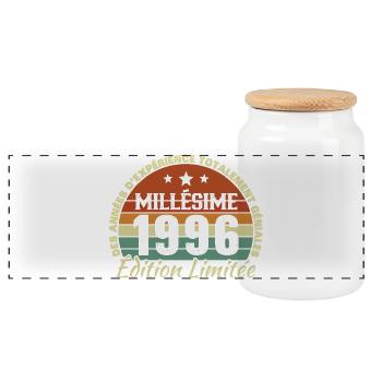 1996 Vintage Retro Birthday Gift - Panoramic Cookie Jar with Wooden Lid - white - Front