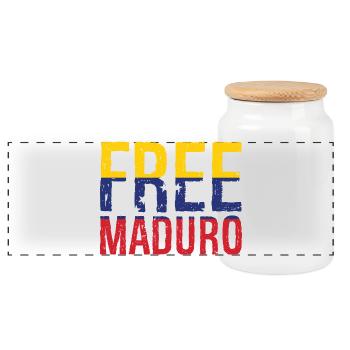 Free Maduro Venezuela - Panoramic Cookie Jar with Wooden Lid - white - Front