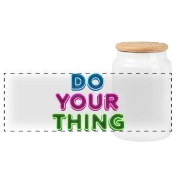 Do Your Thing Neon Lettering - Panoramic Cookie Jar with Wooden Lid - white - Front