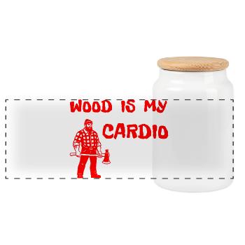 Le bois est mon cardio - Conception de la hache de bûcheron - Boîte à biscuits avec couvercle en bois - blanc - Devant