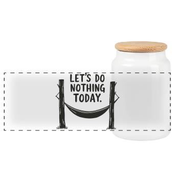 Let's do nothing today Hammock Relaxation - Panoramic Cookie Jar with Wooden Lid - white - Front