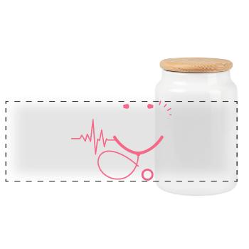 RN Heartbeat Stethoscope - Panoramic Cookie Jar with Wooden Lid - white - Front