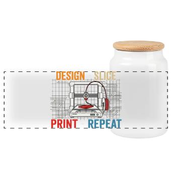 3D-Druck Evolution – Design Slice Print Repeat - Panorama Keksdose mit Holzdeckel - Weiß - Vorne