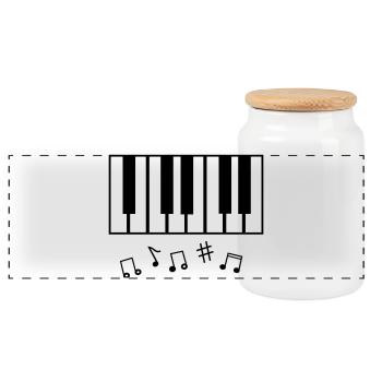 Klaviertasten_und_Notenzeichen - Boîte à biscuits avec couvercle en bois - blanc - Devant