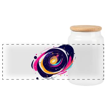 Color Swirl Galaxy Outer Space Pattern - Panoramic Cookie Jar with Wooden Lid - white - Front