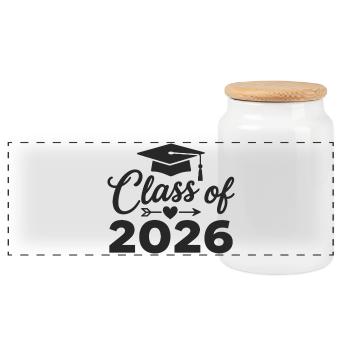 CLASS OF 2026 Absolventen Abschluss Studium - Panorama Keksdose mit Holzdeckel - Weiß - Vorne