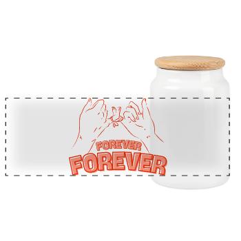 Forever Freundschaft – Hände verbinden Herzen - Panorama Keksdose mit Holzdeckel - Weiß - Vorne