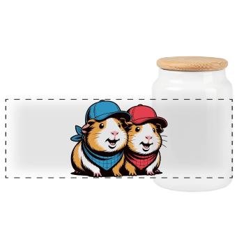 Deux sélections en duo Cochons d’Inde - Boîte à biscuits avec couvercle en bois - blanc - Devant