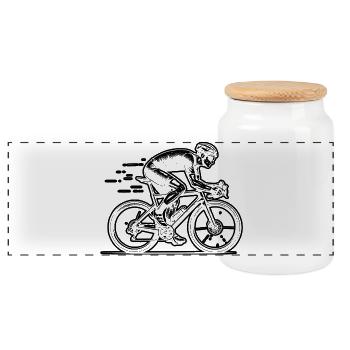 Motif emblématique du vélo de route - Boîte à biscuits avec couvercle en bois - blanc - Devant