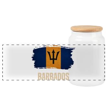 Barbados grunge flag, I love Barbados - Panoramic Cookie Jar with Wooden Lid - white - Front