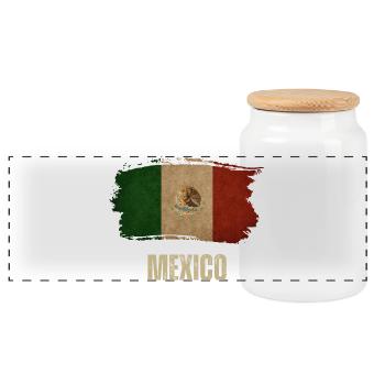 Grunge Mexico Flag, I Love Mexico - Panoramic Cookie Jar with Wooden Lid - white - Front