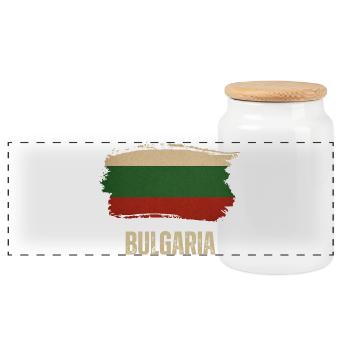 Bulgarische Grunge-Flagge, ich liebe Bulgarien - Panorama Keksdose mit Holzdeckel - Weiß - Vorne