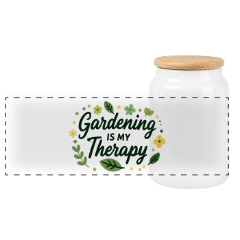 Gardening is my therapy for hobby gardeners - Panoramic Cookie Jar with Wooden Lid - white - Front