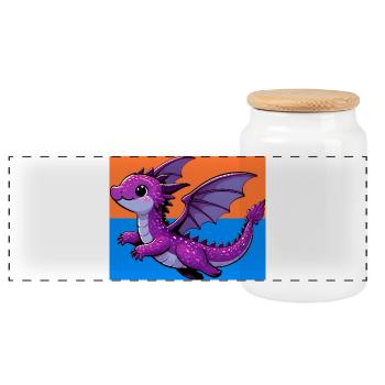 dragon - Boîte à biscuits avec couvercle en bois - blanc - Devant